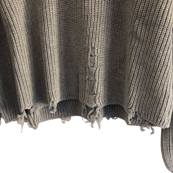 Bobi Black Los Angeles Sweater Distressed Heather Grey Collared V-neck Small - Picture 5 of 10